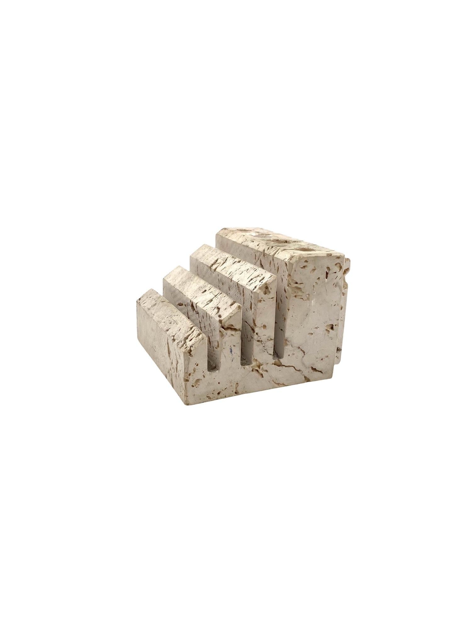 Late 20th Century Enzo Mari, Travertine desk organizer, Fratelli Mannelli Italy 1970s For Sale