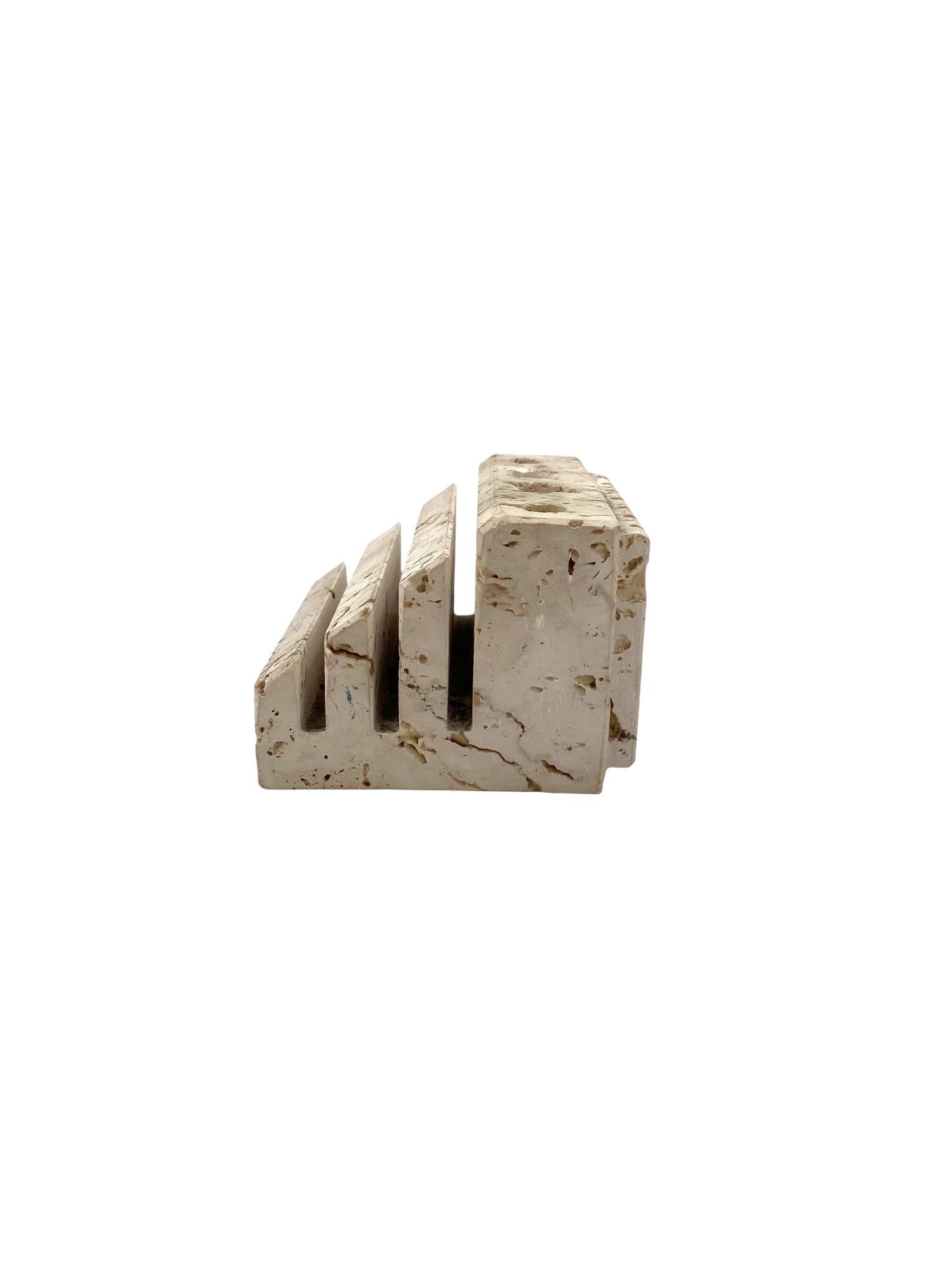 Enzo Mari, Travertine desk organizer, Fratelli Mannelli Italy 1970s For Sale 1