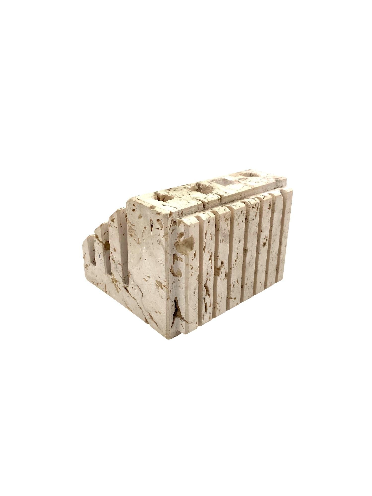 Enzo Mari, Travertine desk organizer, Fratelli Mannelli Italy 1970s For Sale 2