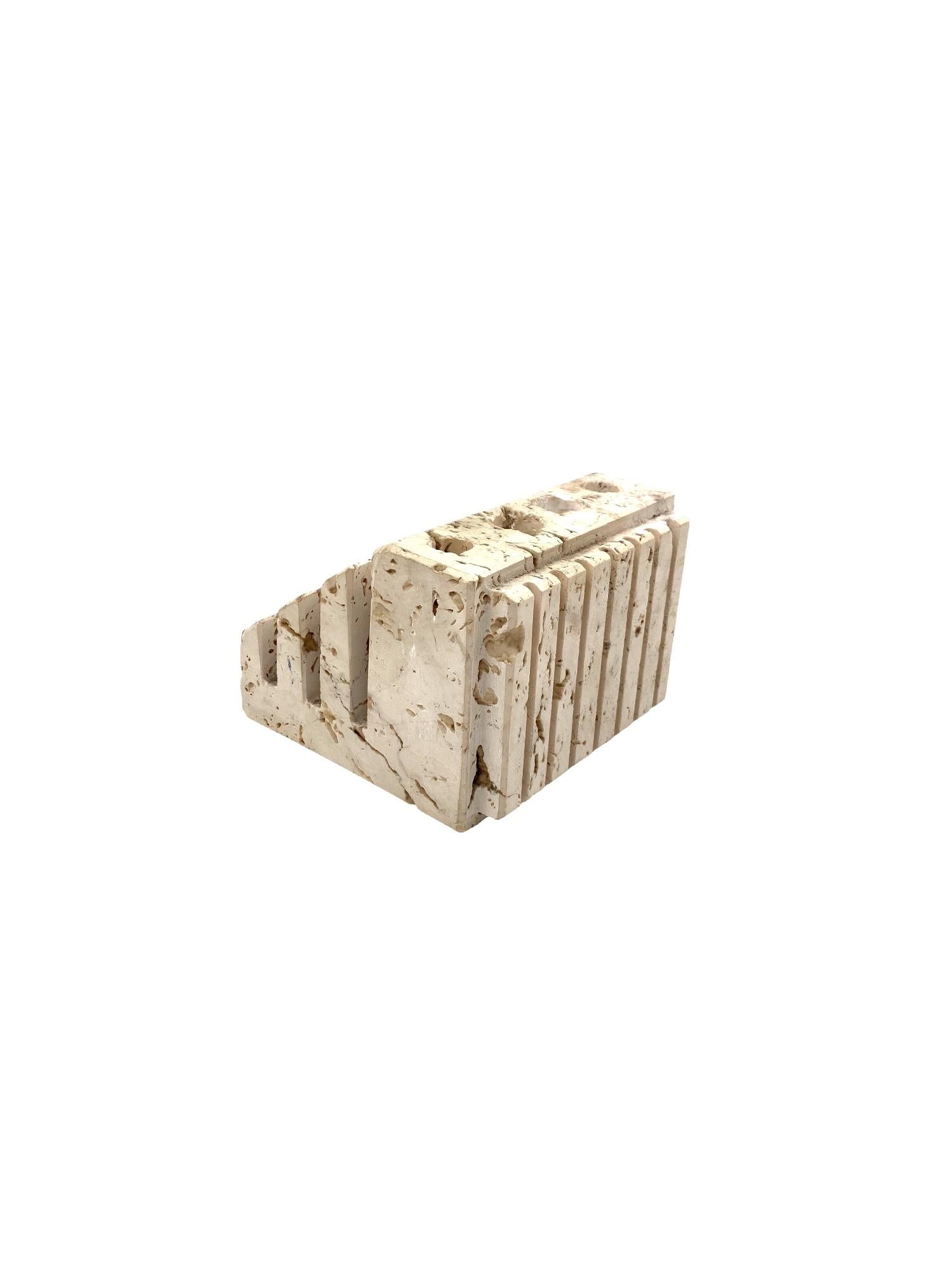 Enzo Mari, Travertine desk organizer, Fratelli Mannelli Italy 1970s For Sale 3
