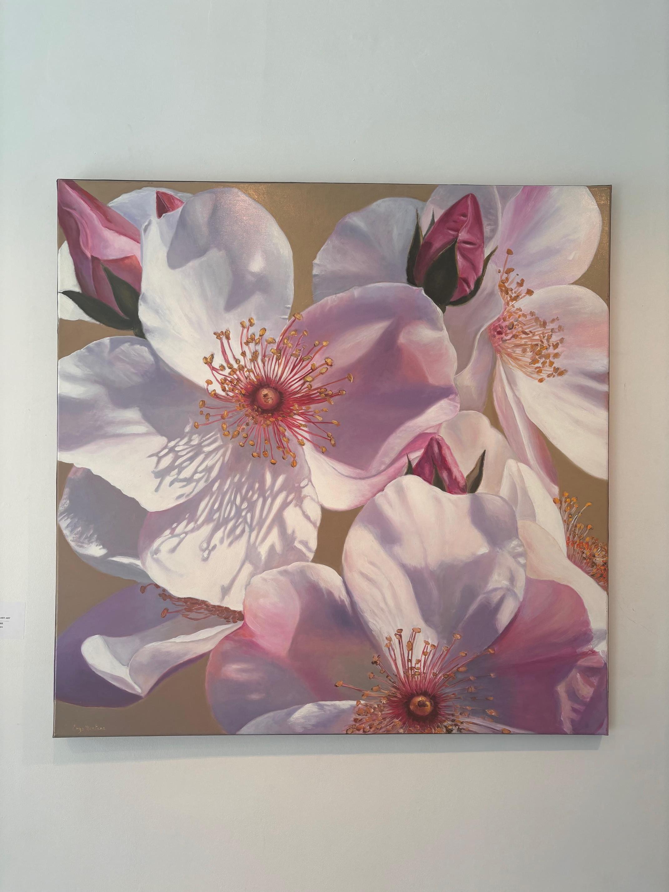 ROSAS ANTIGUAS - óleo floral impresionismo original - arte contemporáneo - Painting Impresionista de Enzo Montana