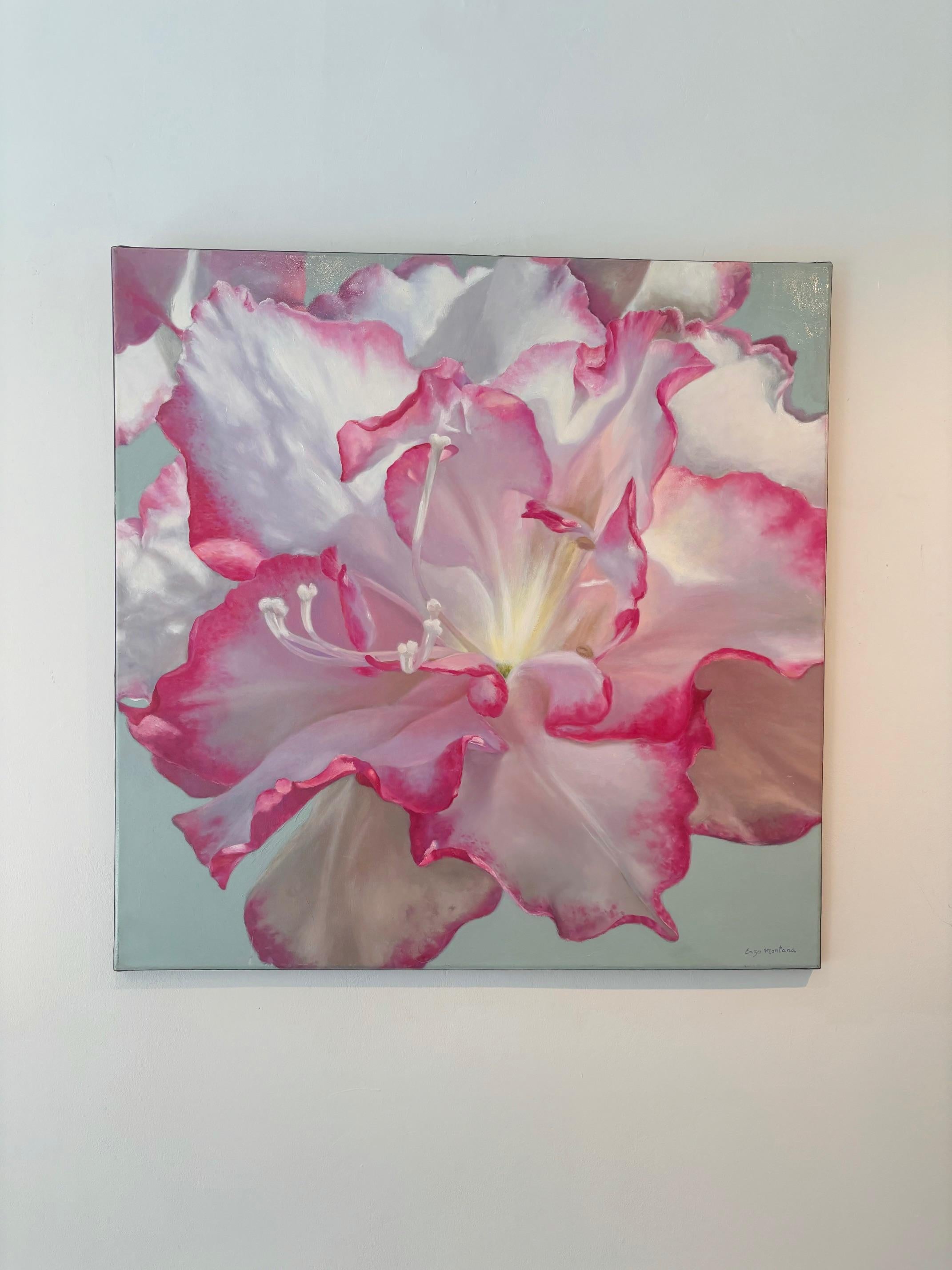 This exceptional artwork is currently on display and available for sale at Signet Contemporary Art Gallery and online.

“Azalea” erupts with expressive vitality, its petals unfolding in a burst of fuchsia and soft rose, edged with a delicate crumple