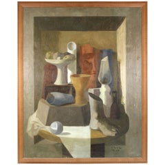Vintage Enzo Russo Modernist Still Life Oil Painting