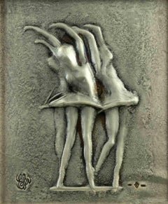 Dancers - Silver Sculpture by Enzo Sernesi - 1970s