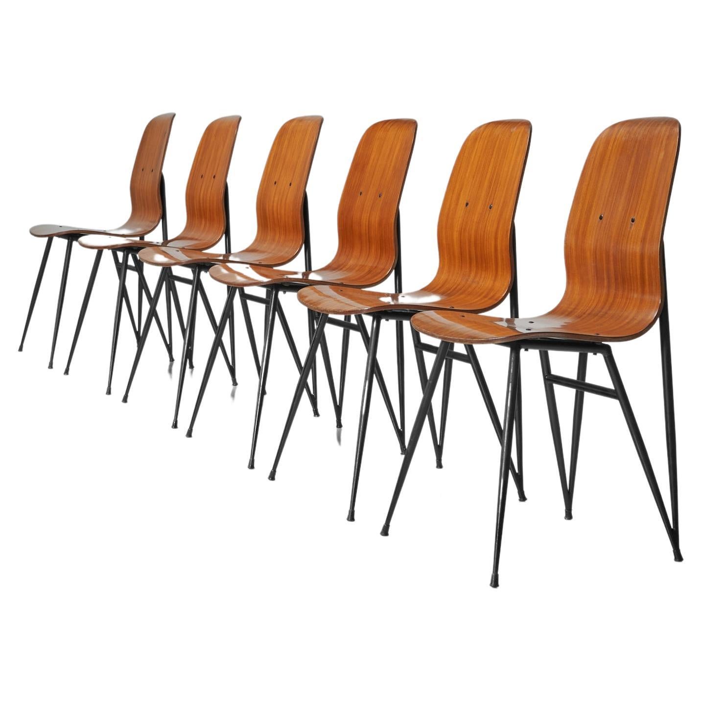 Enzo strada dining chairs Mobili Barovero Italy 1950 For Sale