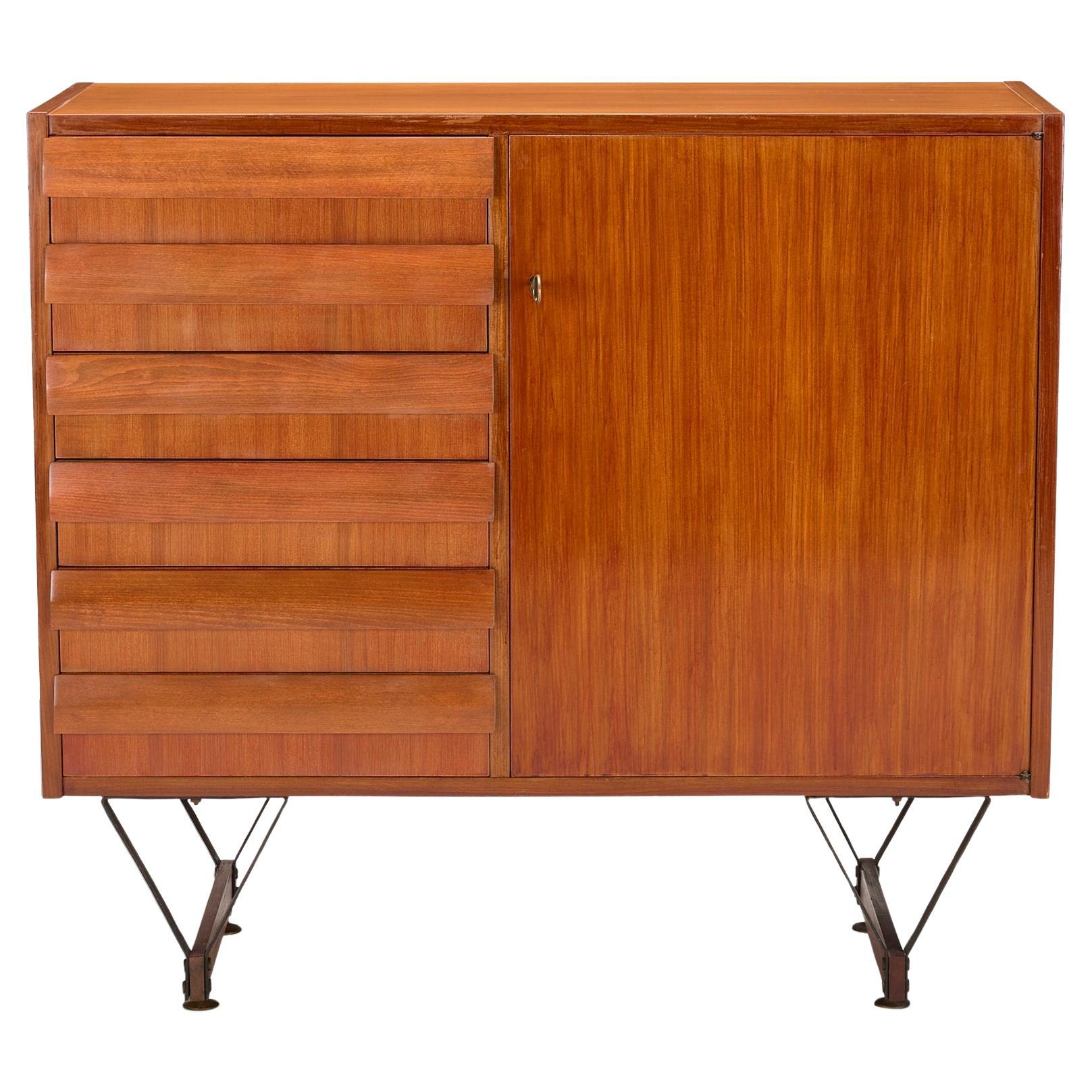 Enzo Strada Teak Cabinet with Door and Drawers for Fratelli Tenani, 1960s im Angebot