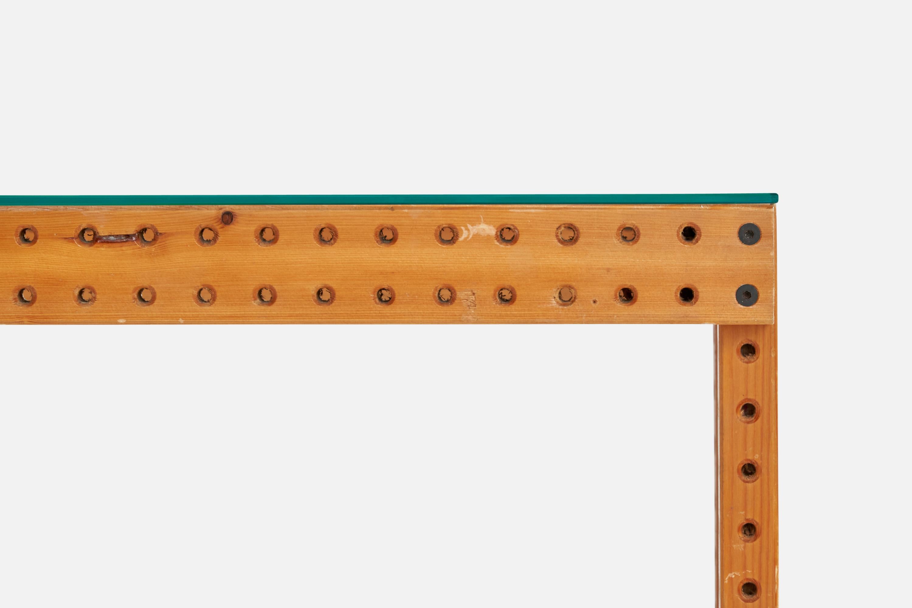 Metà XX secolo Enzo Testa, Tavolo consolle, Pino, Vetro, Italia, 1968