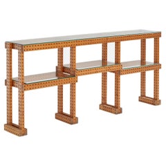 Enzo Testa, Console Table, Pine, Glass, Italy, 1968
