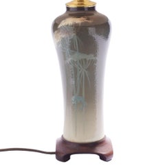 Eocean glazed ceramic vase lamp by Weller Pottery, c. 1898-1918
