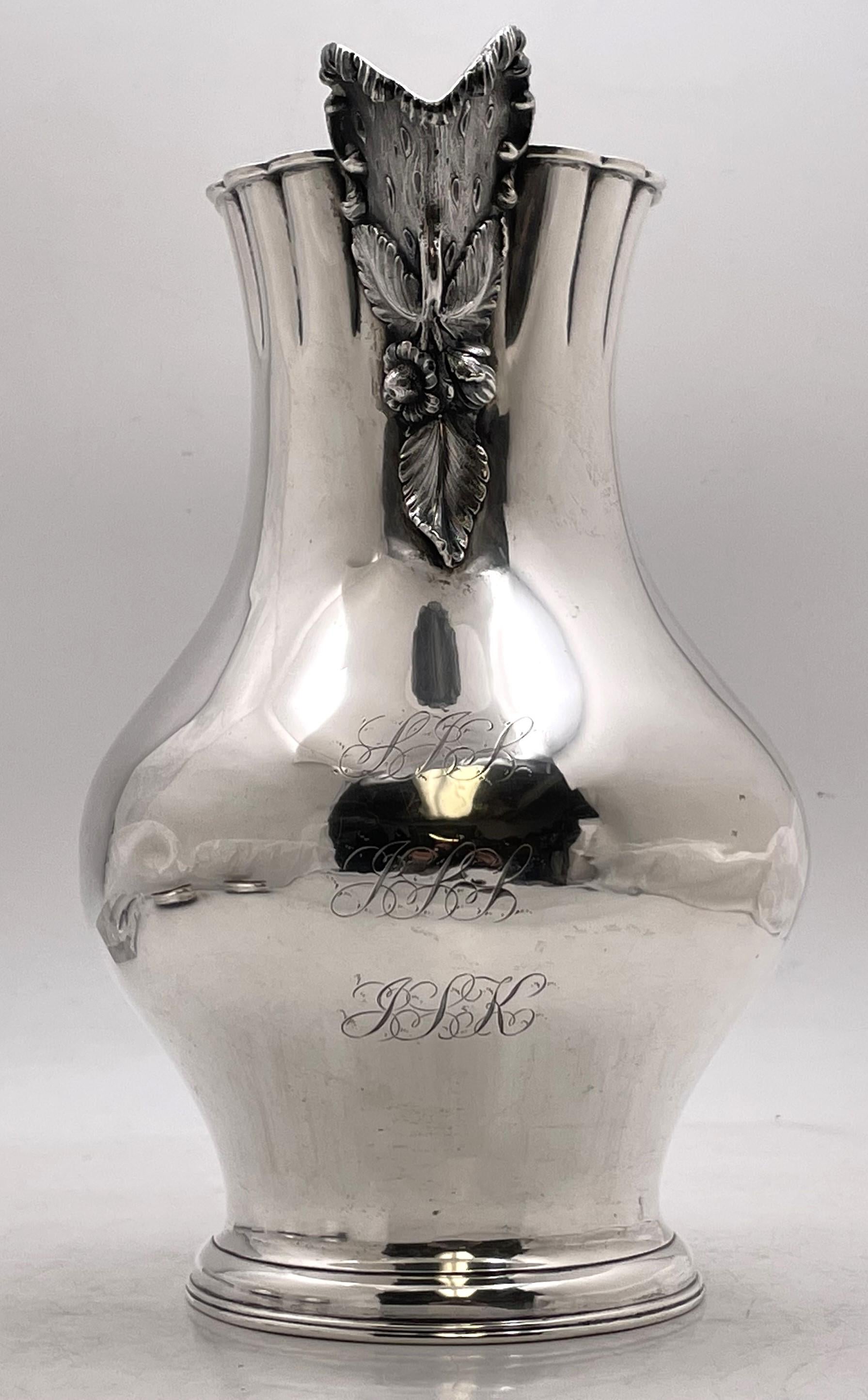 American Eoff&Shepard for Ball, Black Coin Silver Pitcher from 1850s with Natural Motifs For Sale