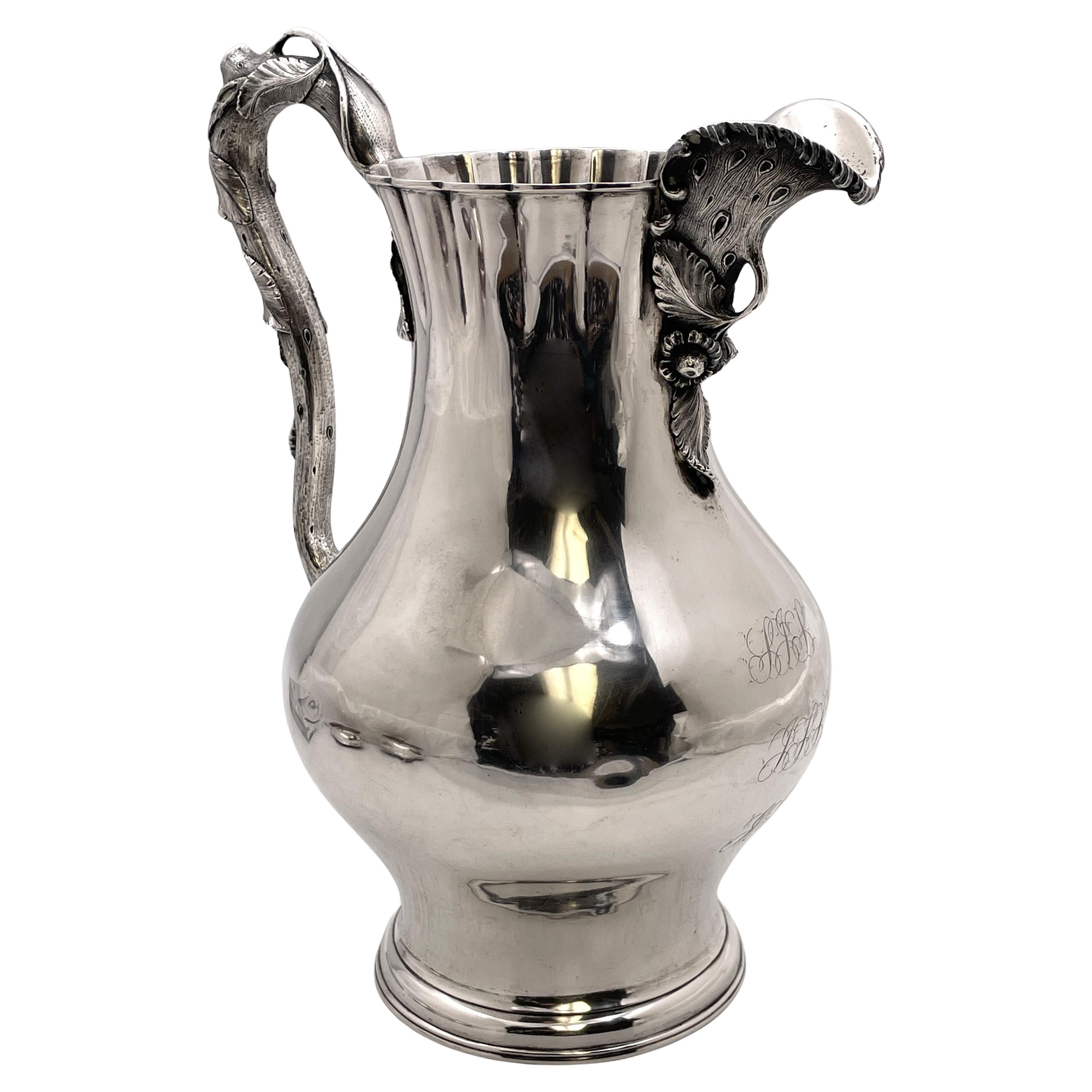 Eoff & Shepard per Ball, Brocca in argento con moneta nera del 1850 con motivi Nature in vendita