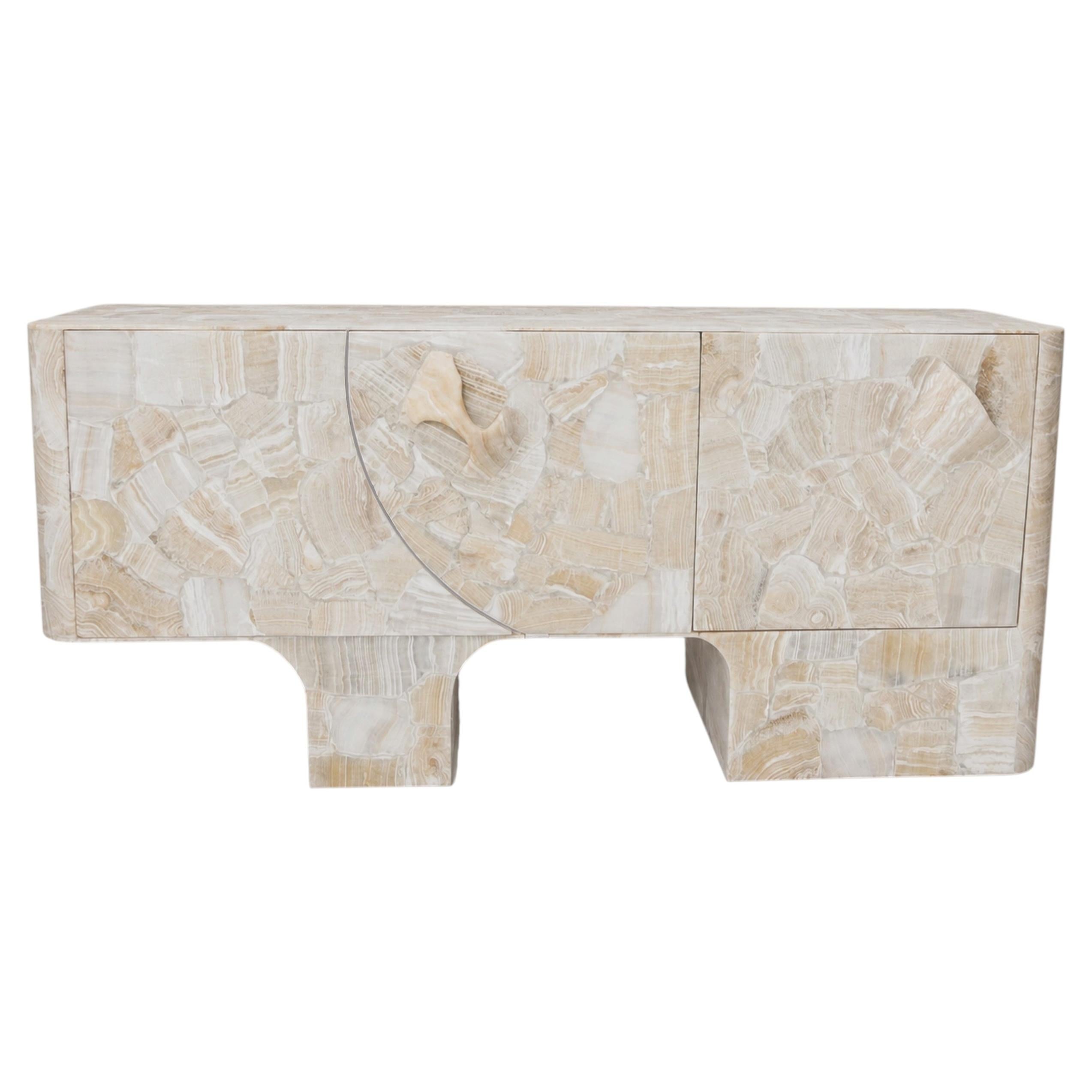 Eoli Credenza in White Onyx, Sculptural and Funcional Sideboard/Cabinet