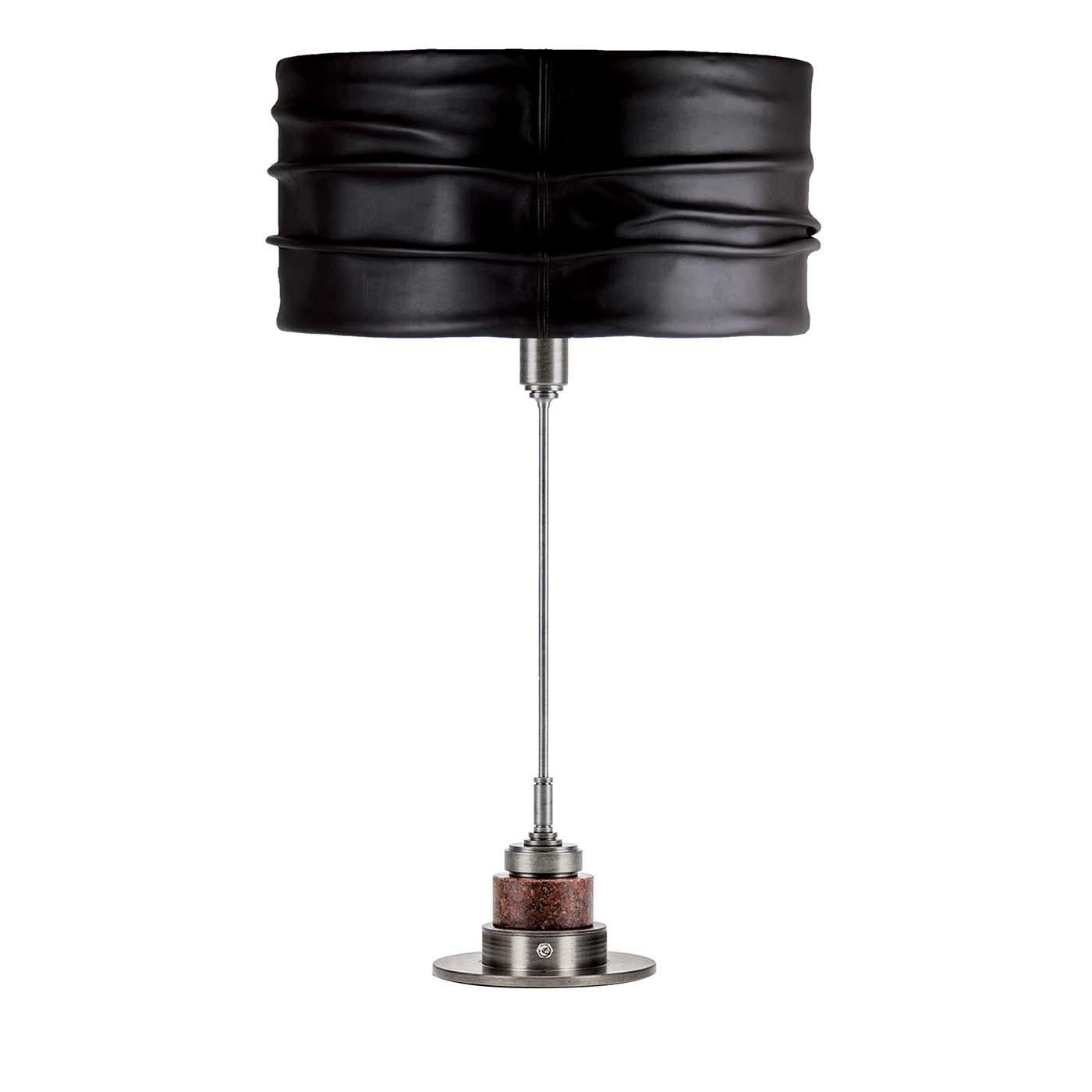 Italian EOS Black Leather Table Lamp by Acanthus