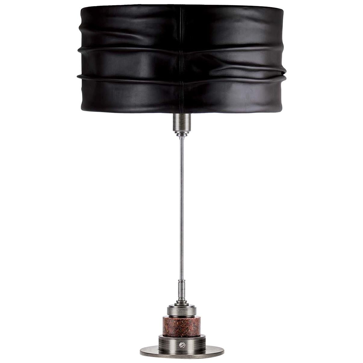 EOS Black Leather Table Lamp by Acanthus
