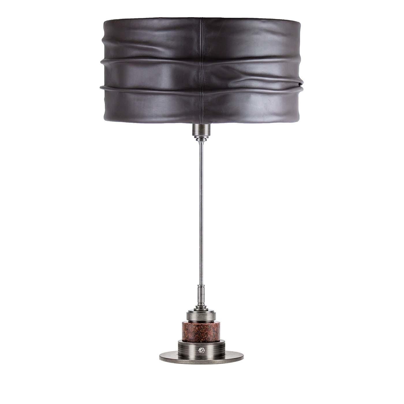Modern EOS Gray Leather Table Lamp by Acanthus