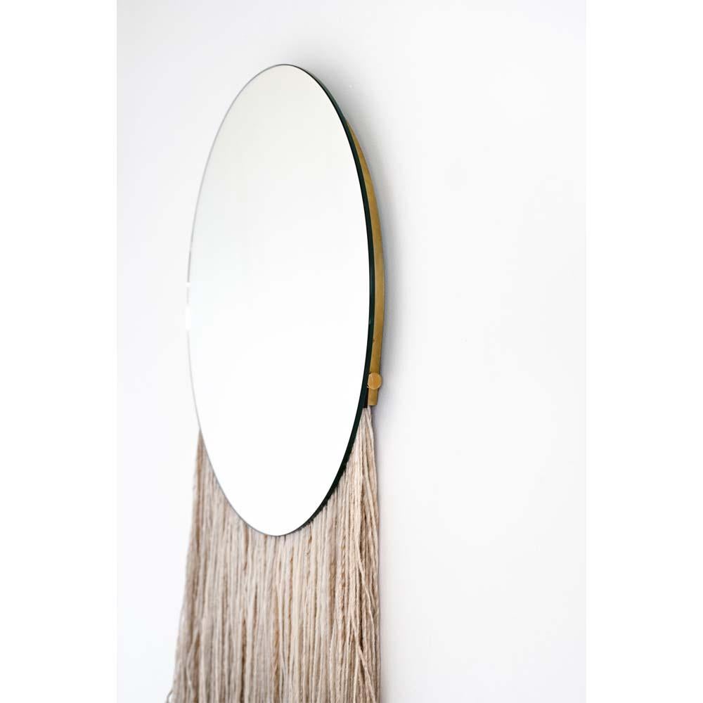 Canadian Eos Mirror clear glass and natural fiber For Sale