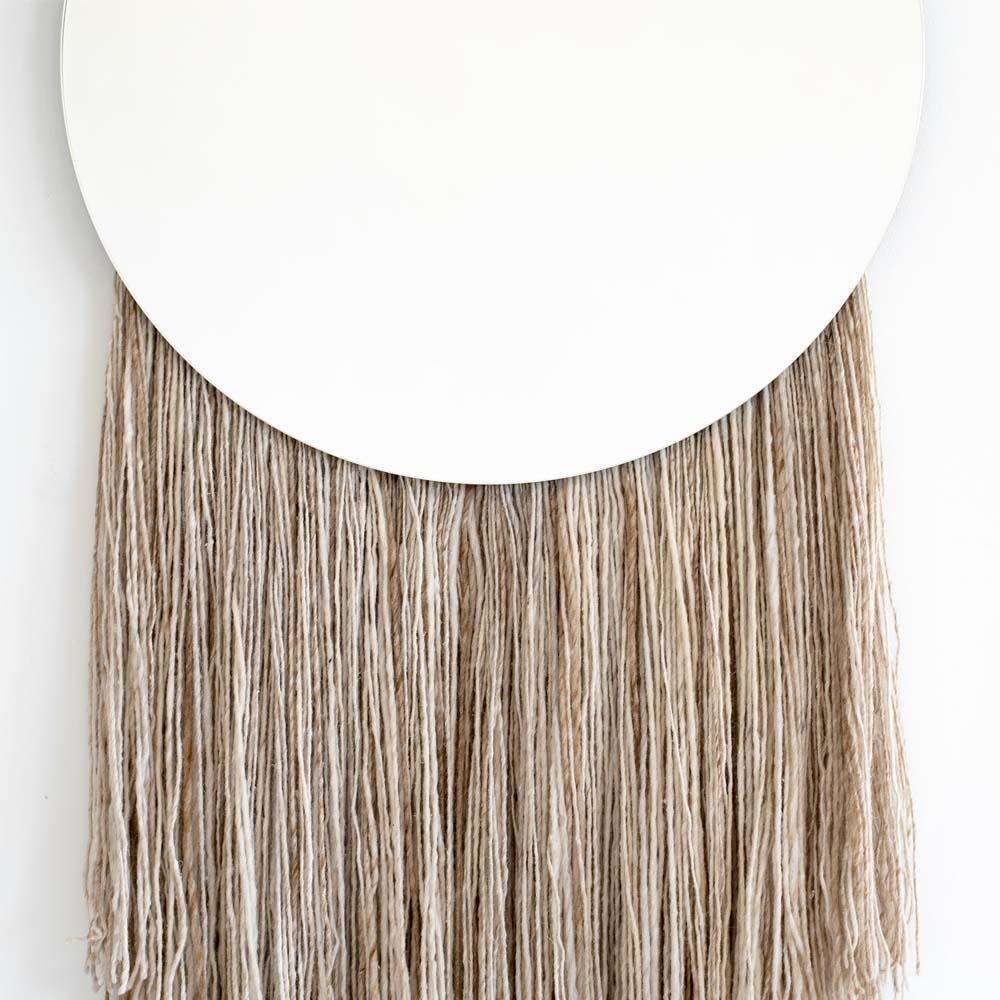 Contemporary Eos Mirror Colored Glass and Natural Fiber For Sale
