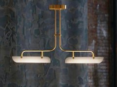 Eos Pendant Lamp in Brass & Quartz Glossy Glass by Bianco Light + Space