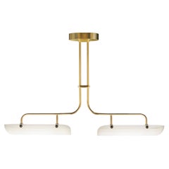 Eos Streamline Moderne Inspired Blown Glass and Brass Chandelier