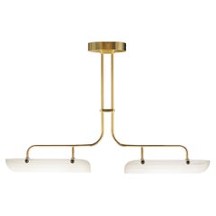 Eos Streamline Moderne Inspired Blown Glass and Brass Chandelier