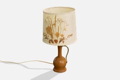 EOS, Table Lamp, Wood, Brass, Parchment, Sweden, 1960s