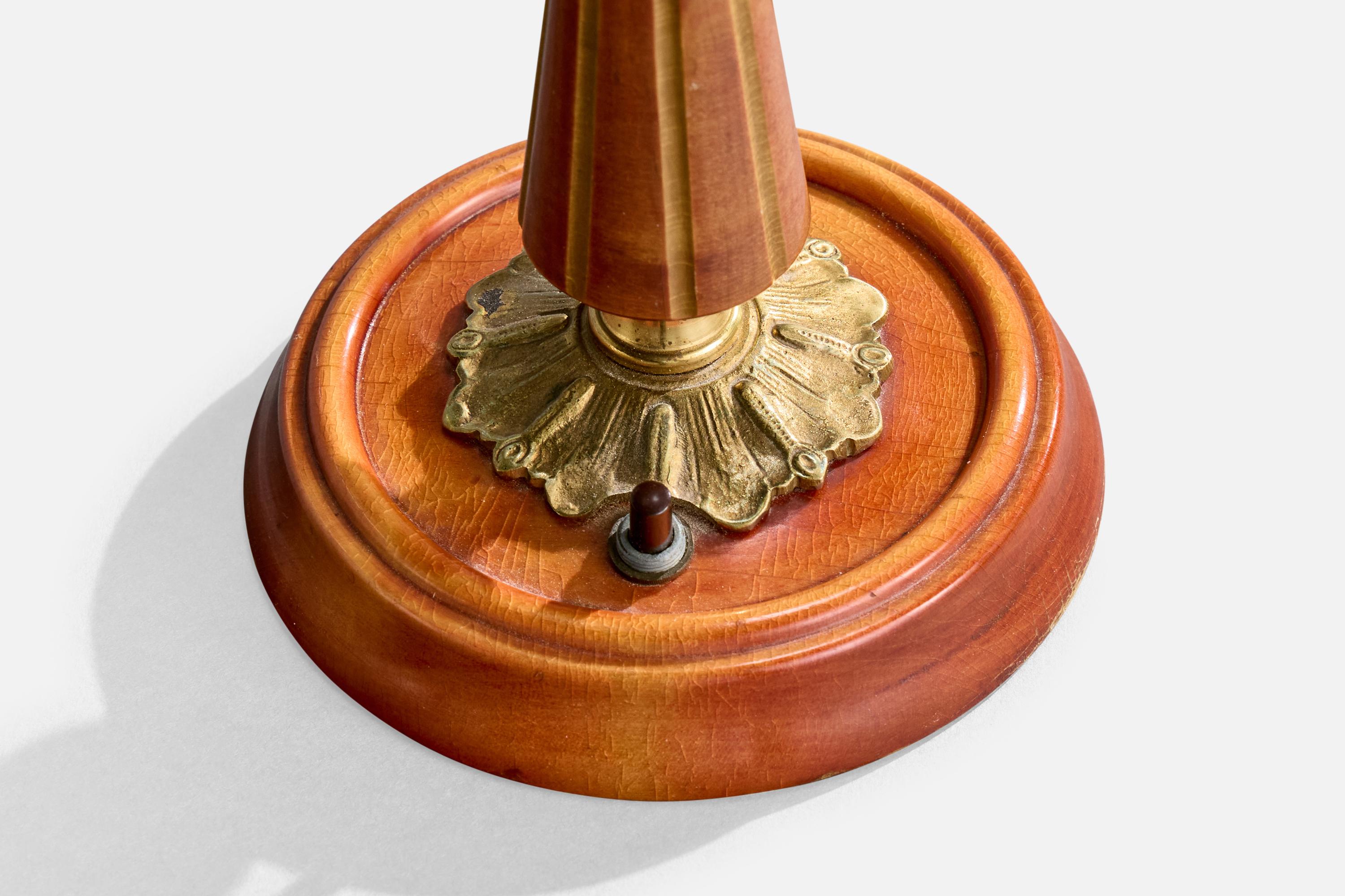 Milieu du XXe siècle EOS, lampe de table, Wood, laiton, Suède, années 1950 en vente
