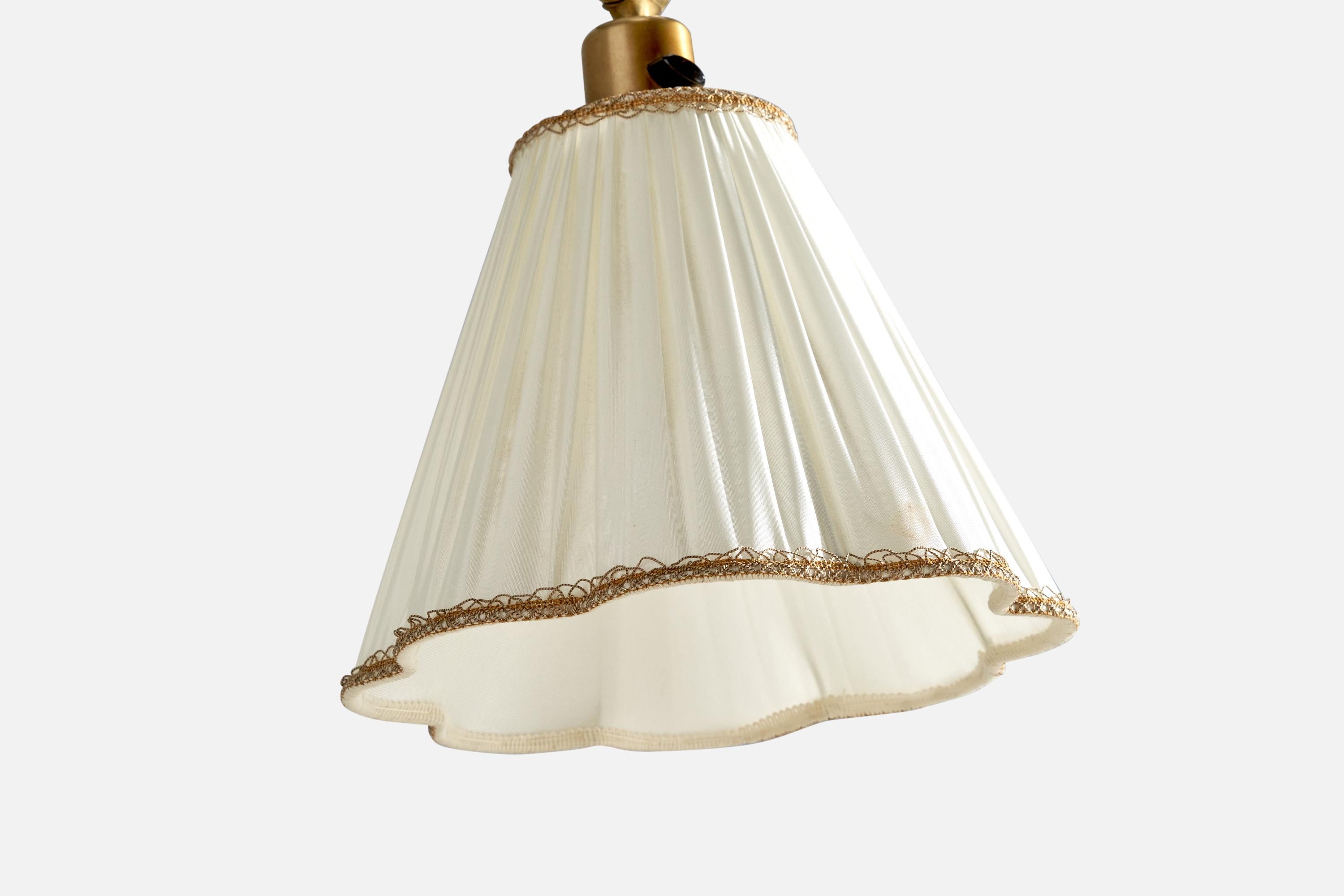 EOS, Wall Light, Brass, Fabric, Sweden, 1940s For Sale 1