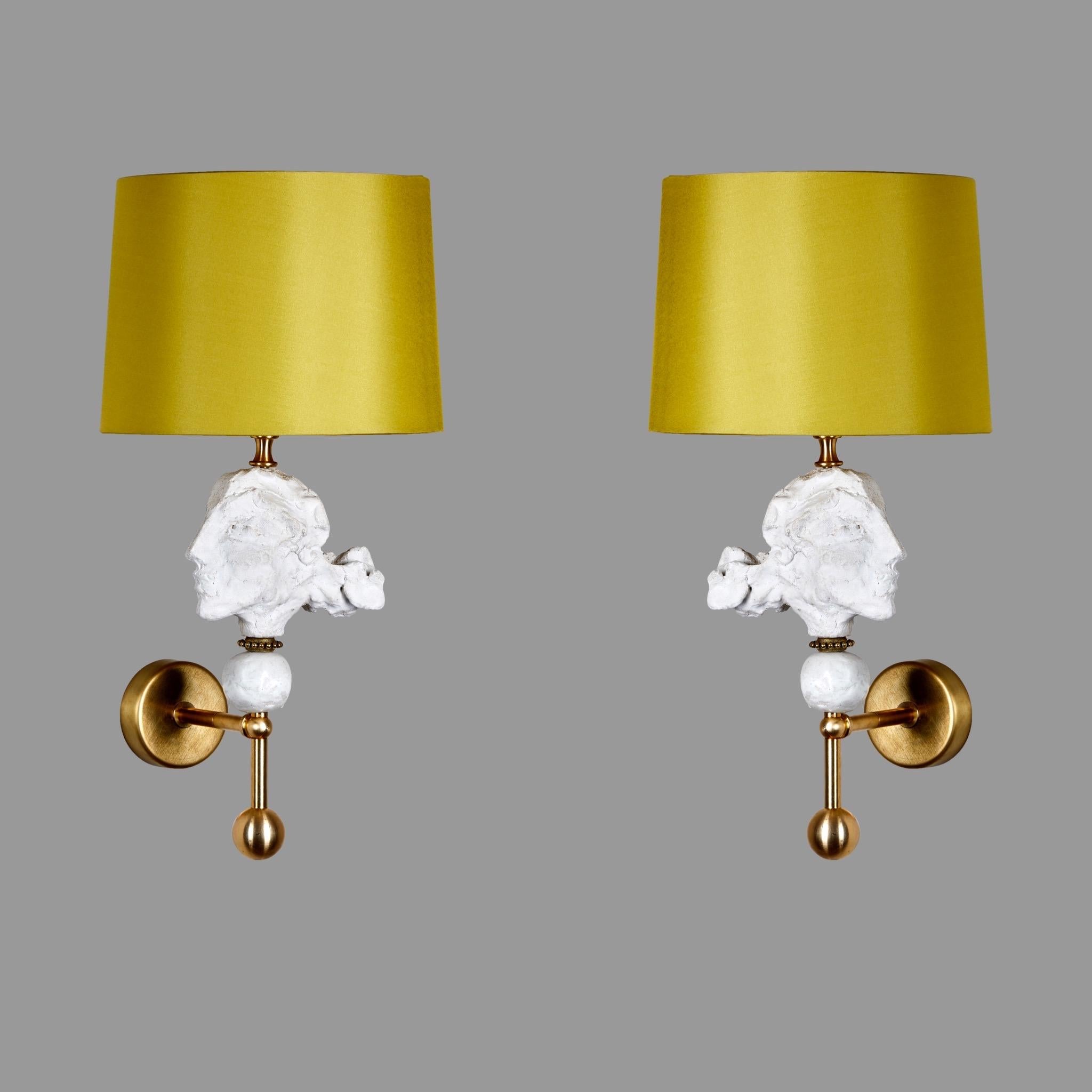 Eos Wall Light, White Resin and Brass by Margit Wittig In New Condition In  London, GB