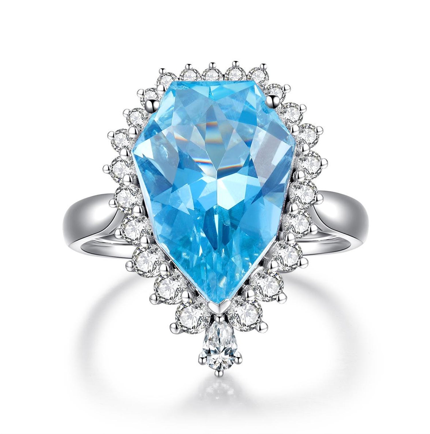 Eostre Aquamarine and Diamond White Gold Ring For Sale at 1stDibs