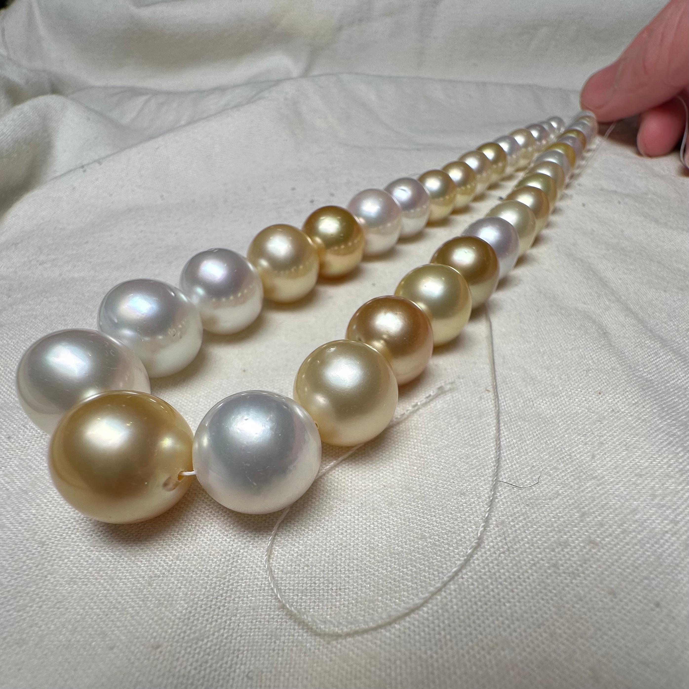 Contemporary Eostre Australian South Sea  Pearl and Gold south sea pearl Strand Necklace For Sale
