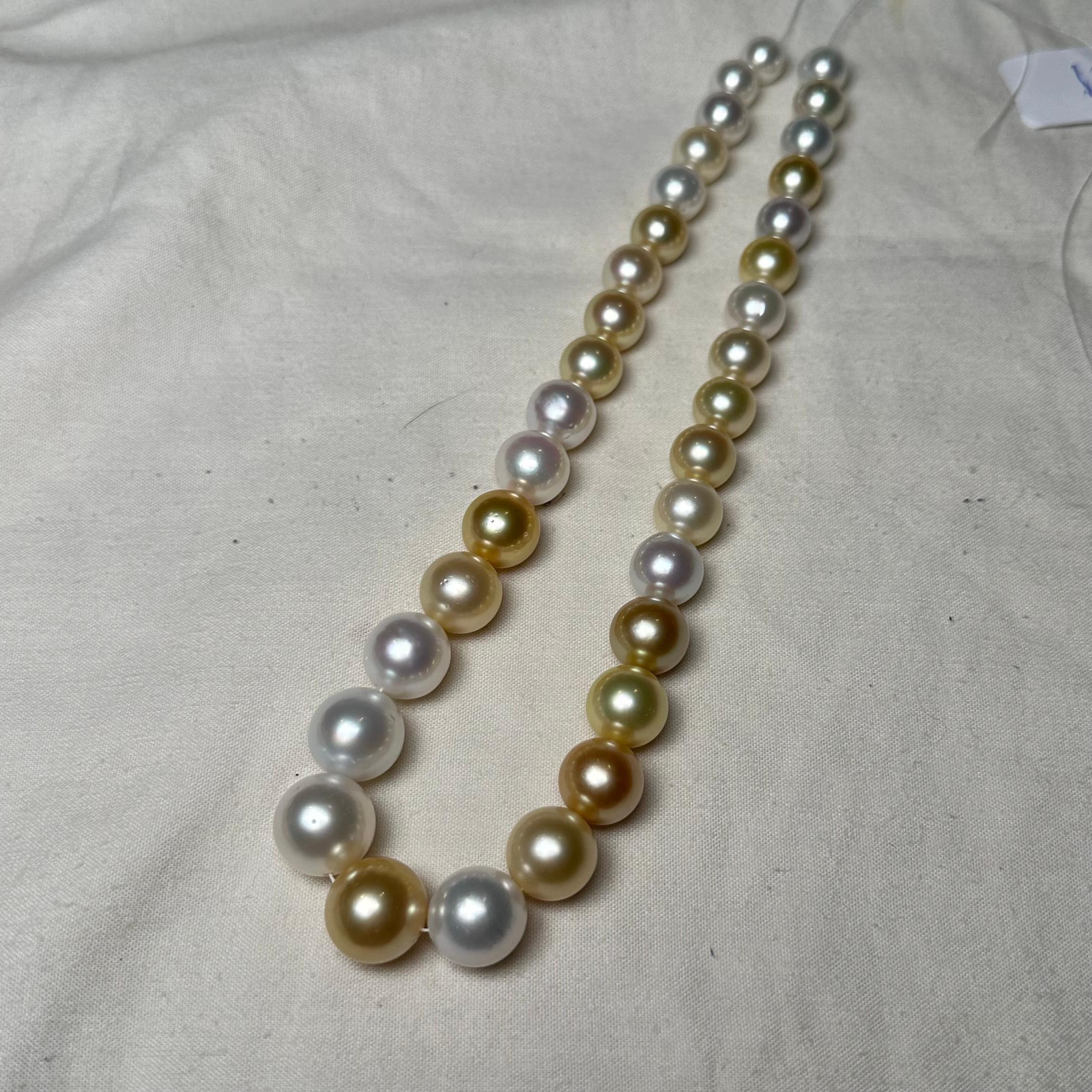 Bead Eostre Australian South Sea  Pearl and Gold south sea pearl Strand Necklace For Sale
