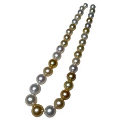 Eostre Australienisches Südseegebiet  Halskette aus Perle und Gold Südseeperlen mit Perlenstrang