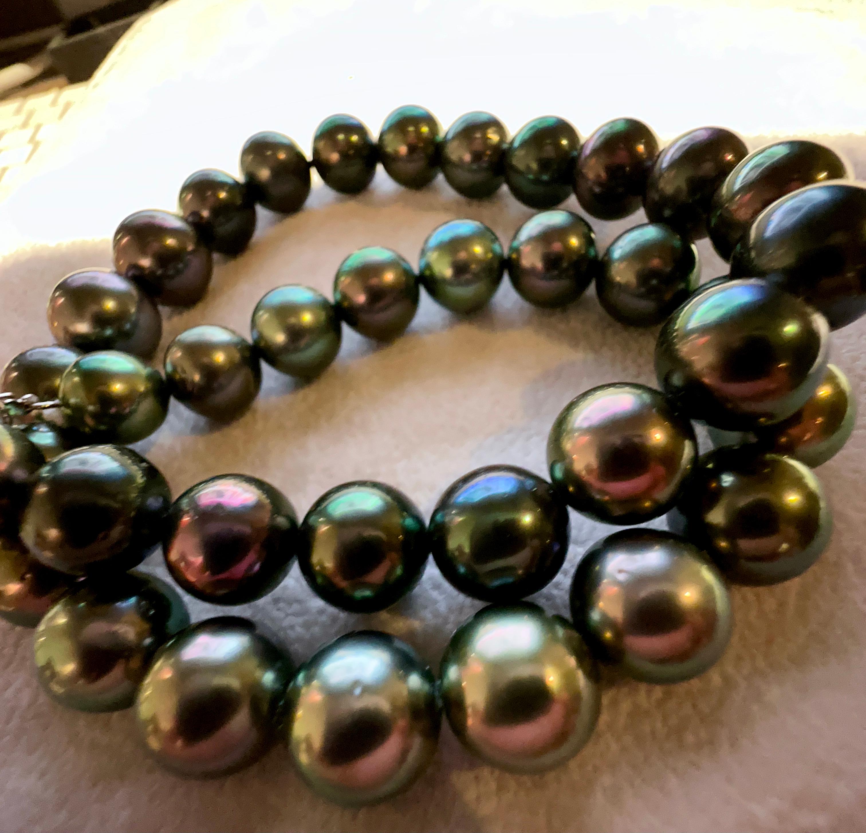 Eostre Black Tahitian Pearl Strand Necklace with 18K Clasp In New Condition For Sale In Melbourne, AU