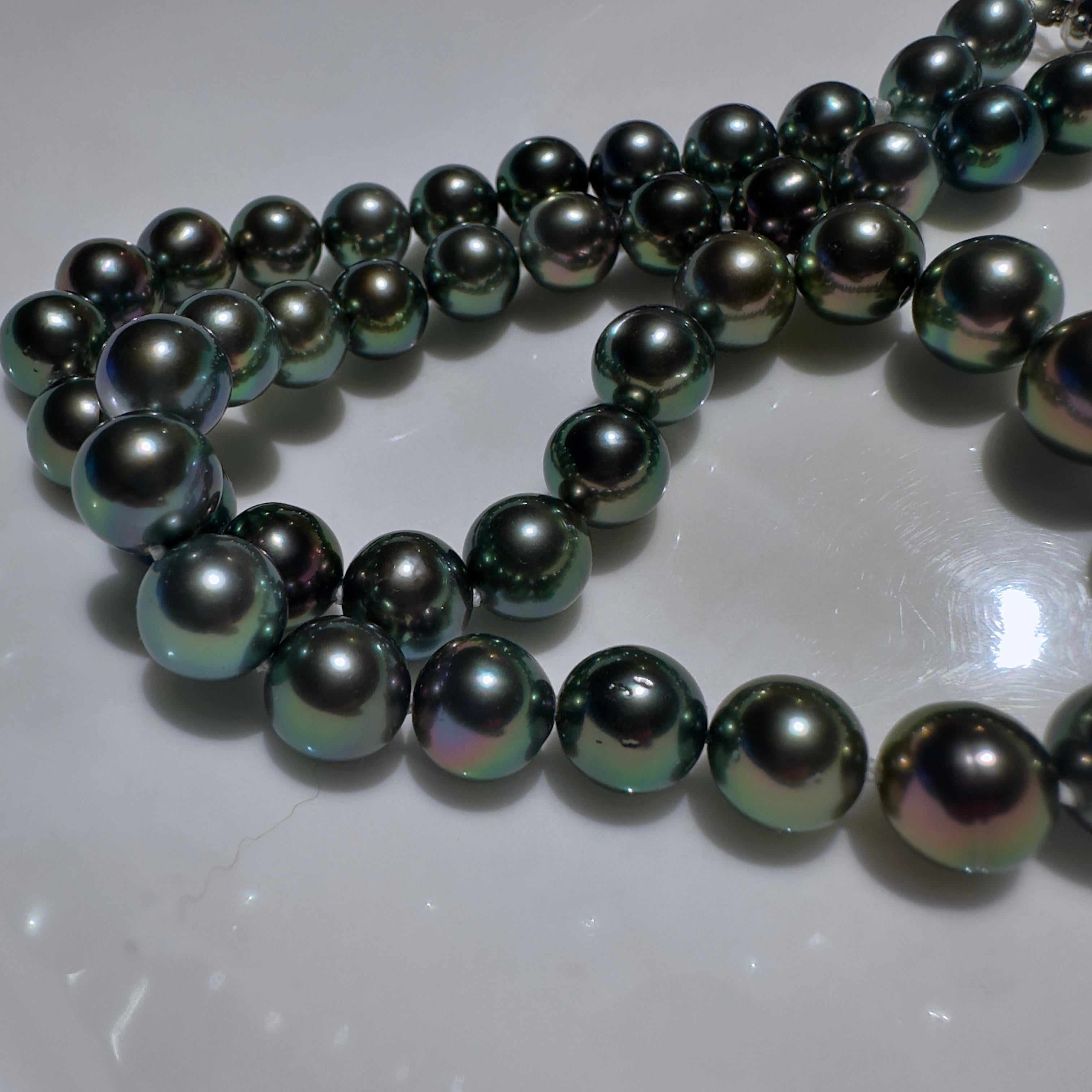 Eostre Black Tahitian Pearl Strand Necklace with 18k Clasp In New Condition For Sale In Melbourne, AU