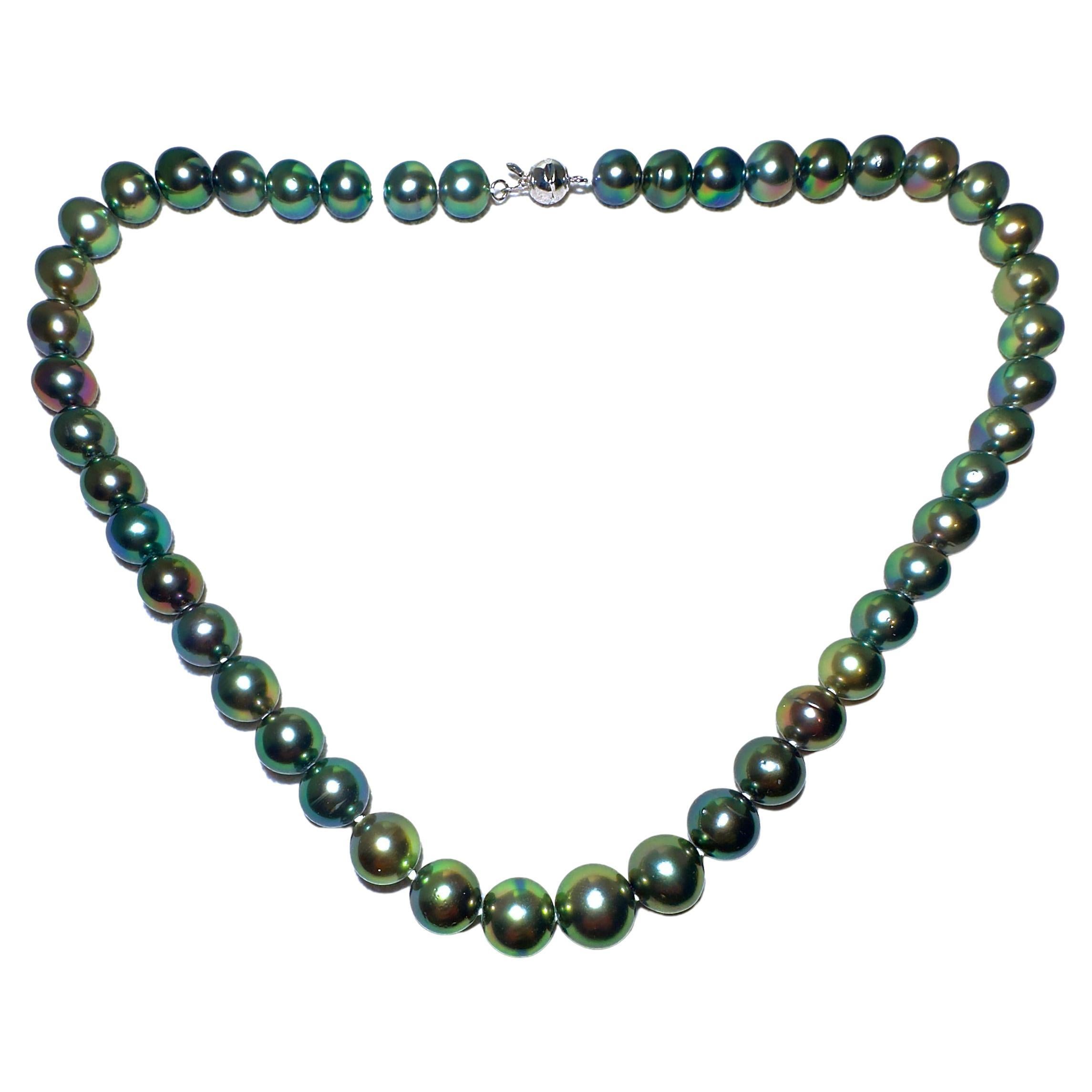 Eostre Black Tahitian Pearl Strand Necklace with 18k Clasp For Sale
