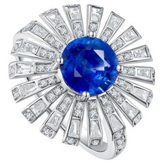 Eostre Blue Sapphire and Diamond Ring in White Gold