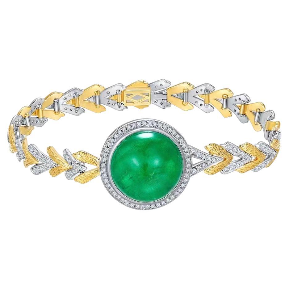 Eostre Smaragd und Diamant zweifarbiges Goldarmband im Angebot