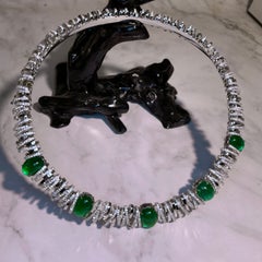 Eostre Emerald and Diamond White Gold Bird Nest Collar
