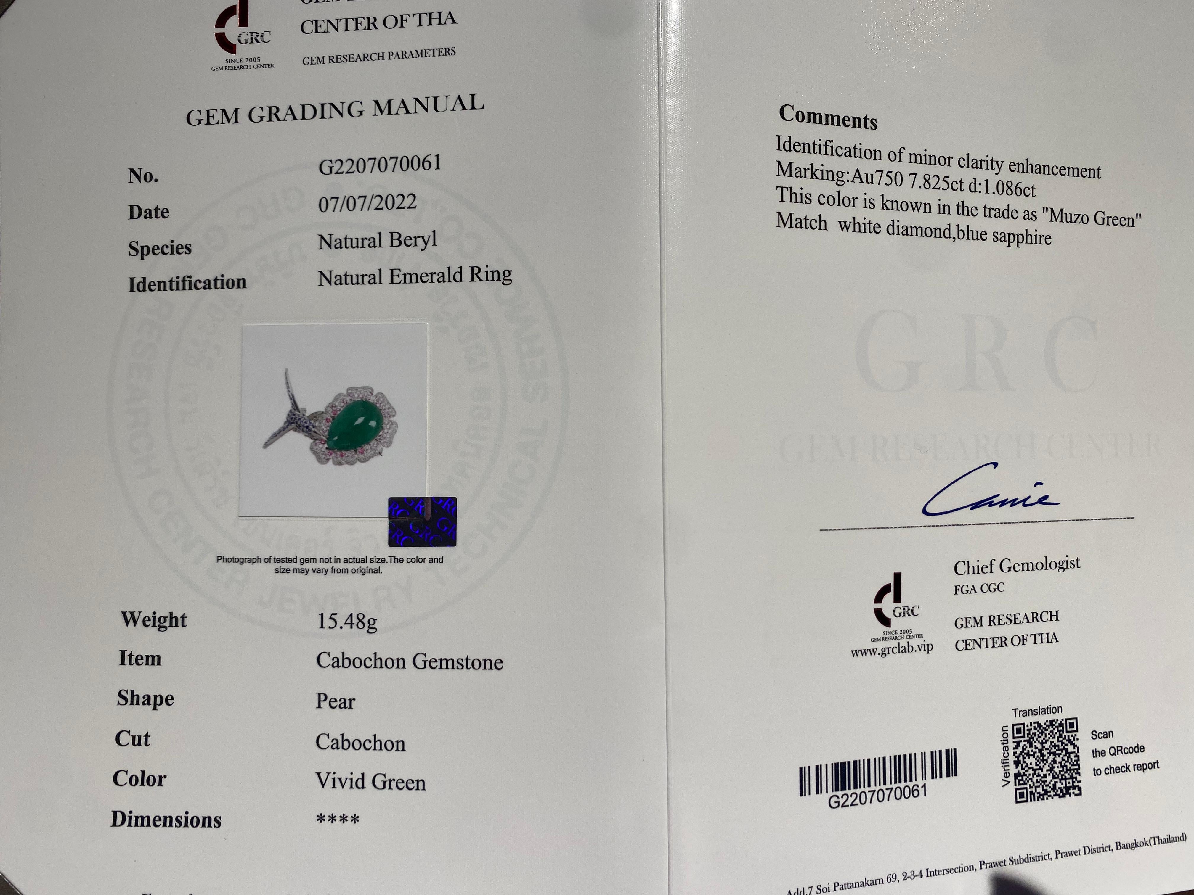 Eostre Ring aus 18 Karat Weißgold mit Smaragd, Tsavorit, Saphir und Diamant im Zustand „Neu“ in Melbourne, AU