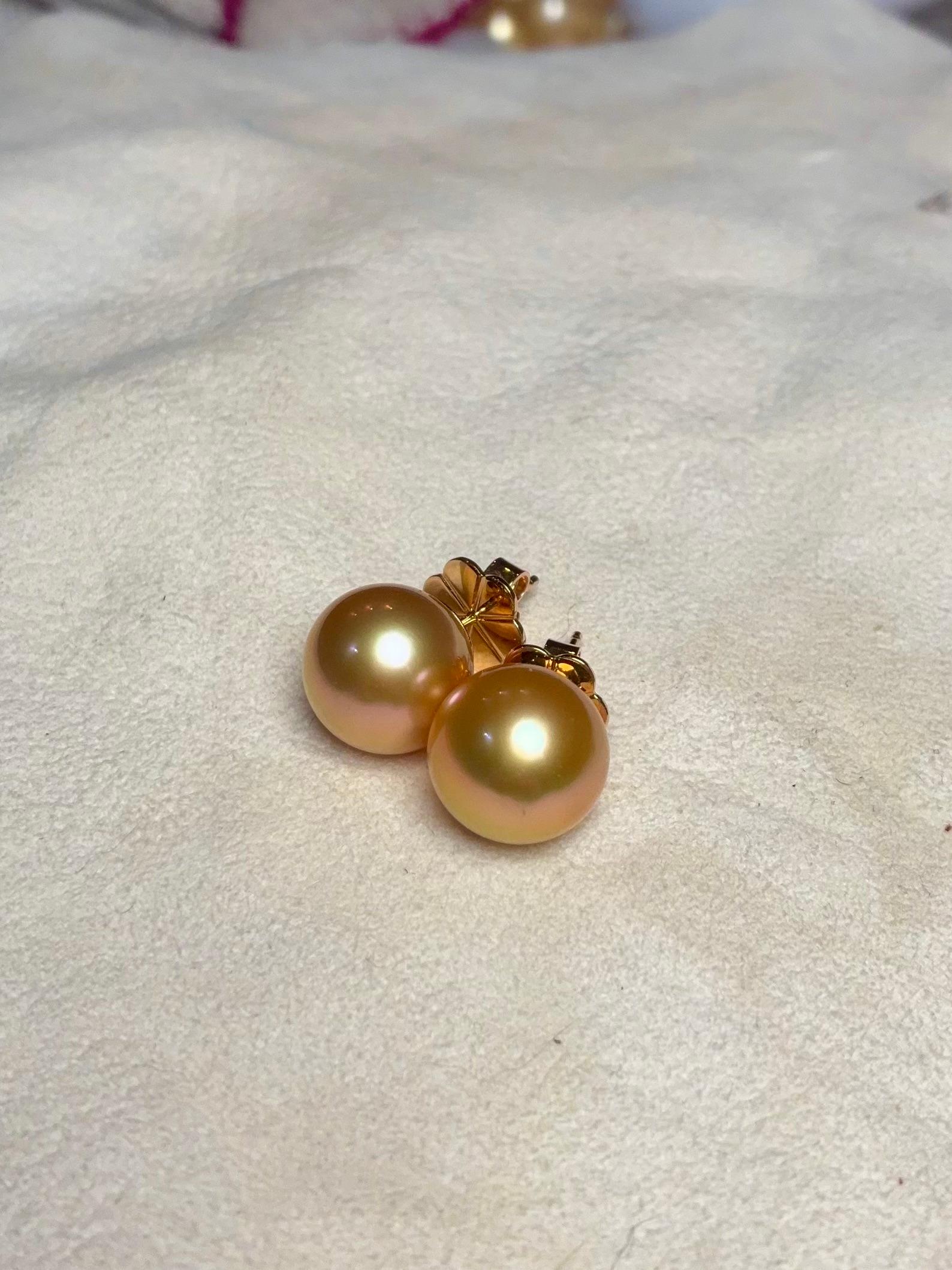 Eostre perle dorée des mers du Sud  Clous d'oreilles en or 18k Neuf - En vente à Melbourne, AU