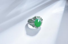 Eostre Jadeite and Diamond 18K White Gold Ring
