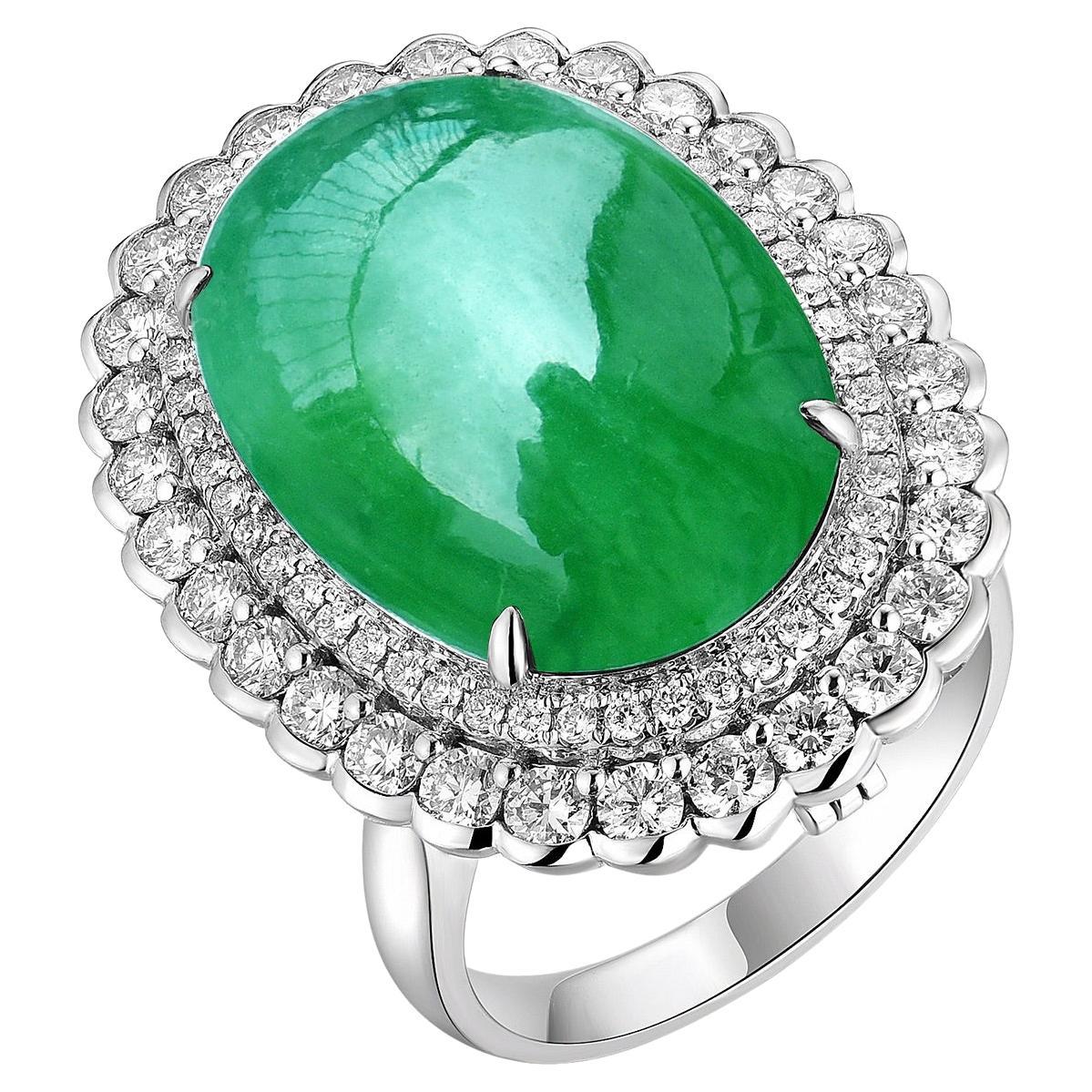 Eostre Jadeite and Diamond 18K White Gold Convertible Ring Pendant