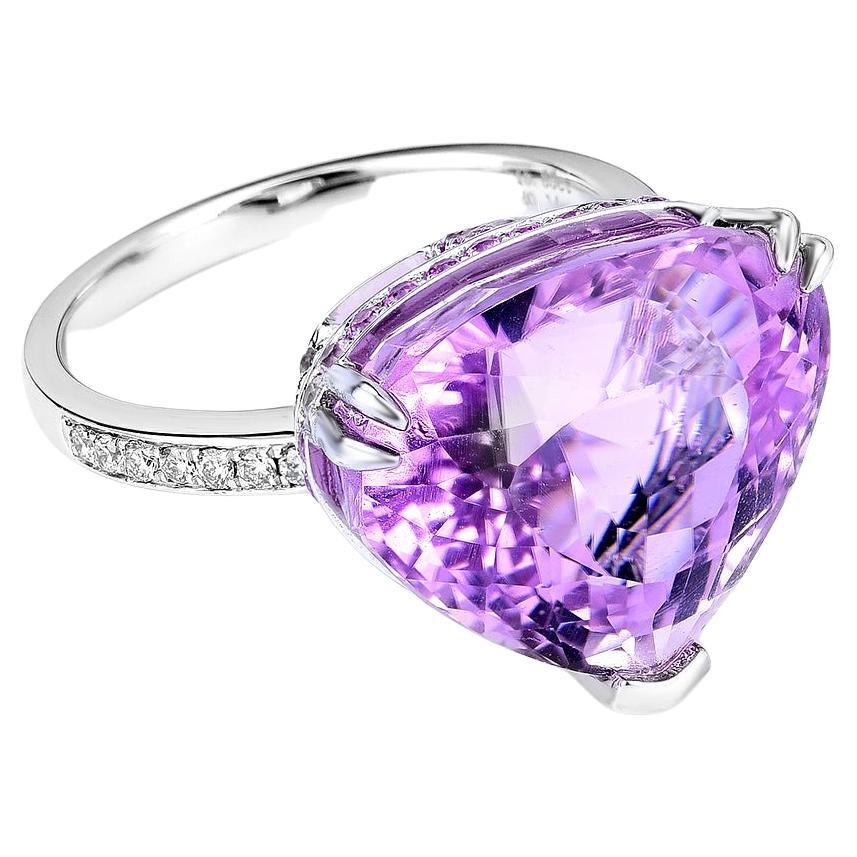 EOSTRE Kunzite Pink Sapphire and Diamond 18K White Gold Ring For Sale