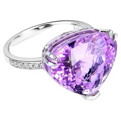 EOSTRE Kunzite Pink Sapphire and Diamond 18K White Gold Ring