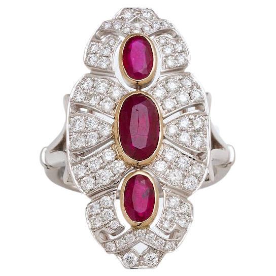 Eostre Unheated Pigeon Blood Burmese Ruby and Diamond Ring in 18K Gold