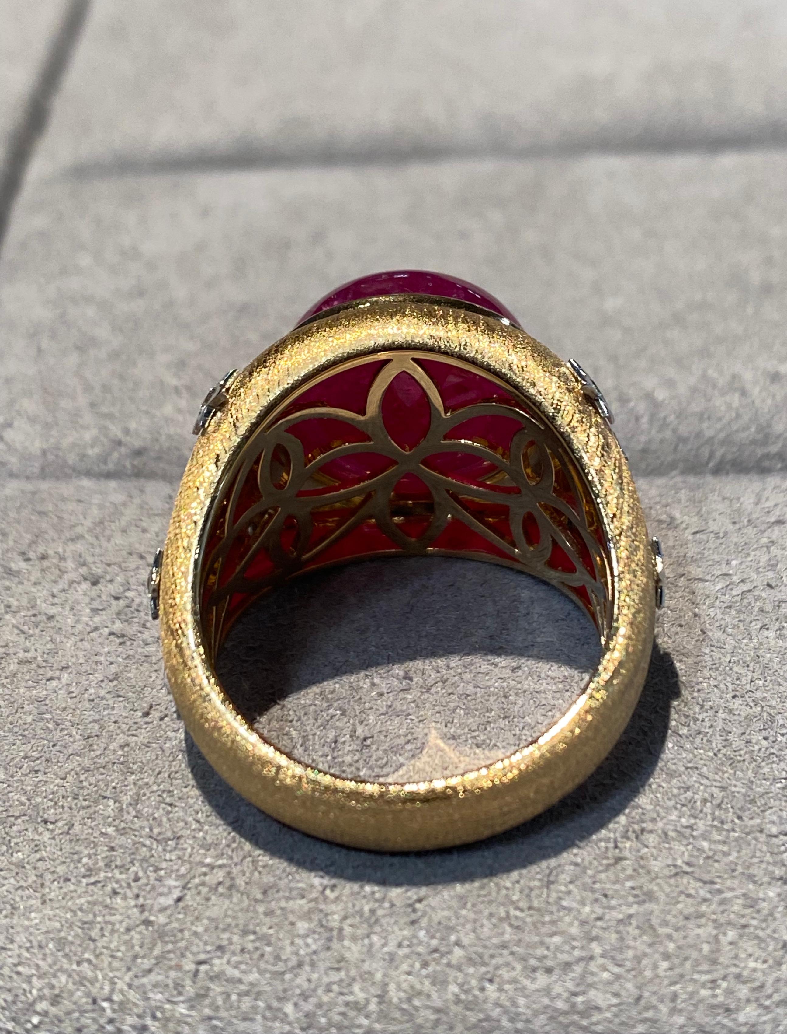 Contemporary Eostre Ruby and Diamond Ring in 18k  Gold For Sale