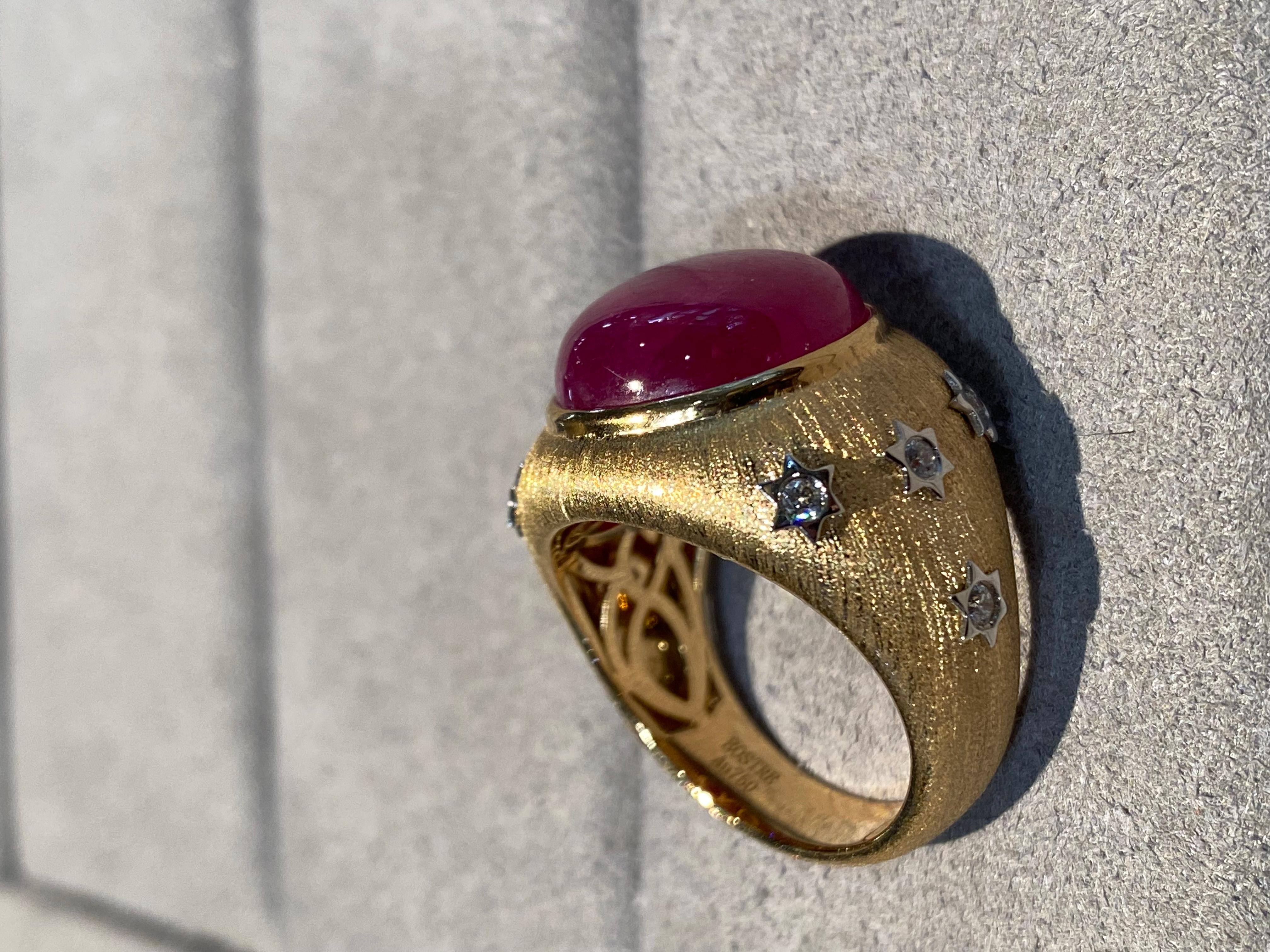 Eostre Ruby and Diamond Ring in 18k  Gold In New Condition For Sale In Melbourne, AU