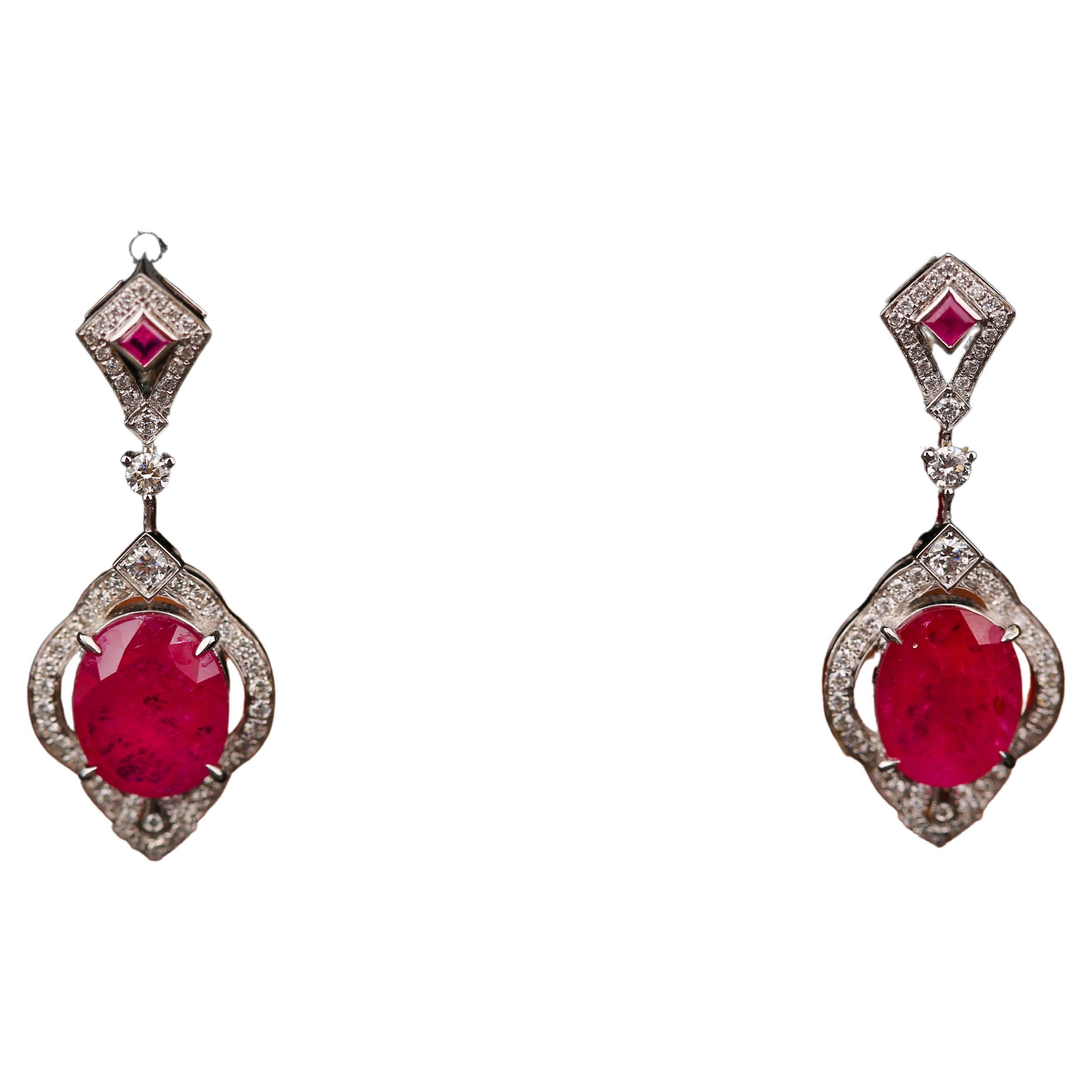 Boucles d'oreilles Eostre en or blanc 18 carats, rubis et diamants