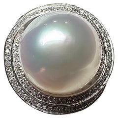 Eostre South Sea Pearl and Diamond Ring in White  Gold