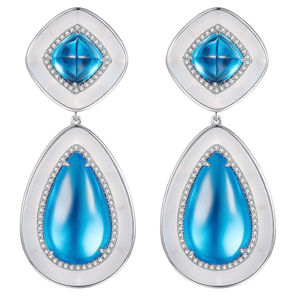 Eostre Topaz Rock Crystal and Diamond White Gold Earring